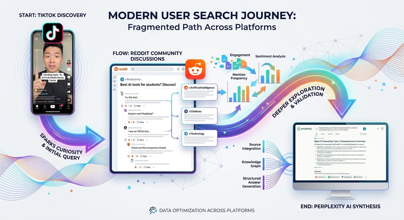 How to Optimize for AI Search Intent Fragmentation When Users Start on TikTok, Validate on Reddit, and Transact on Perplexity