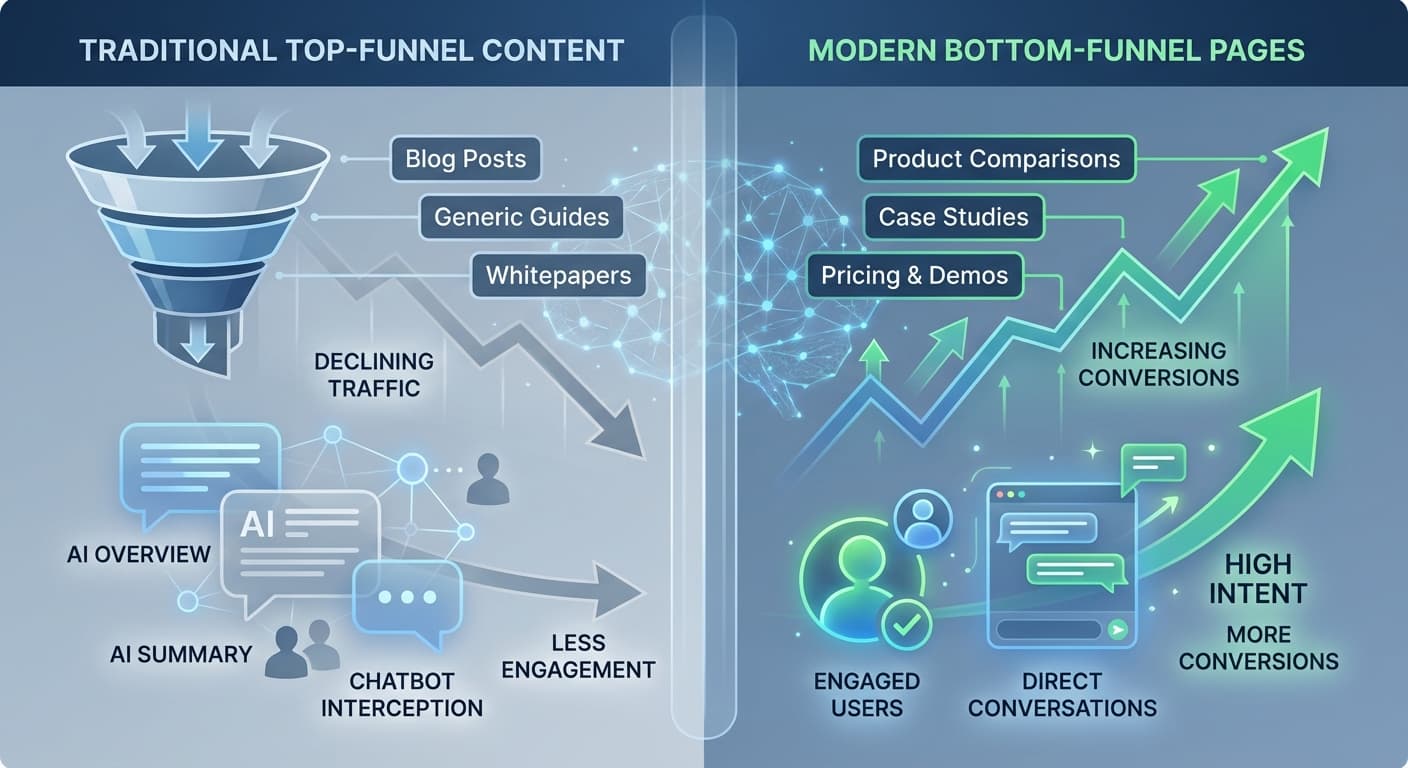 How to Prevent AI Search CTR Collapse When Your Top-Funnel Content Loses 73% of Traffic to Zero-Click AI Overviews But Bottom-Funnel Pages Triple Conversions